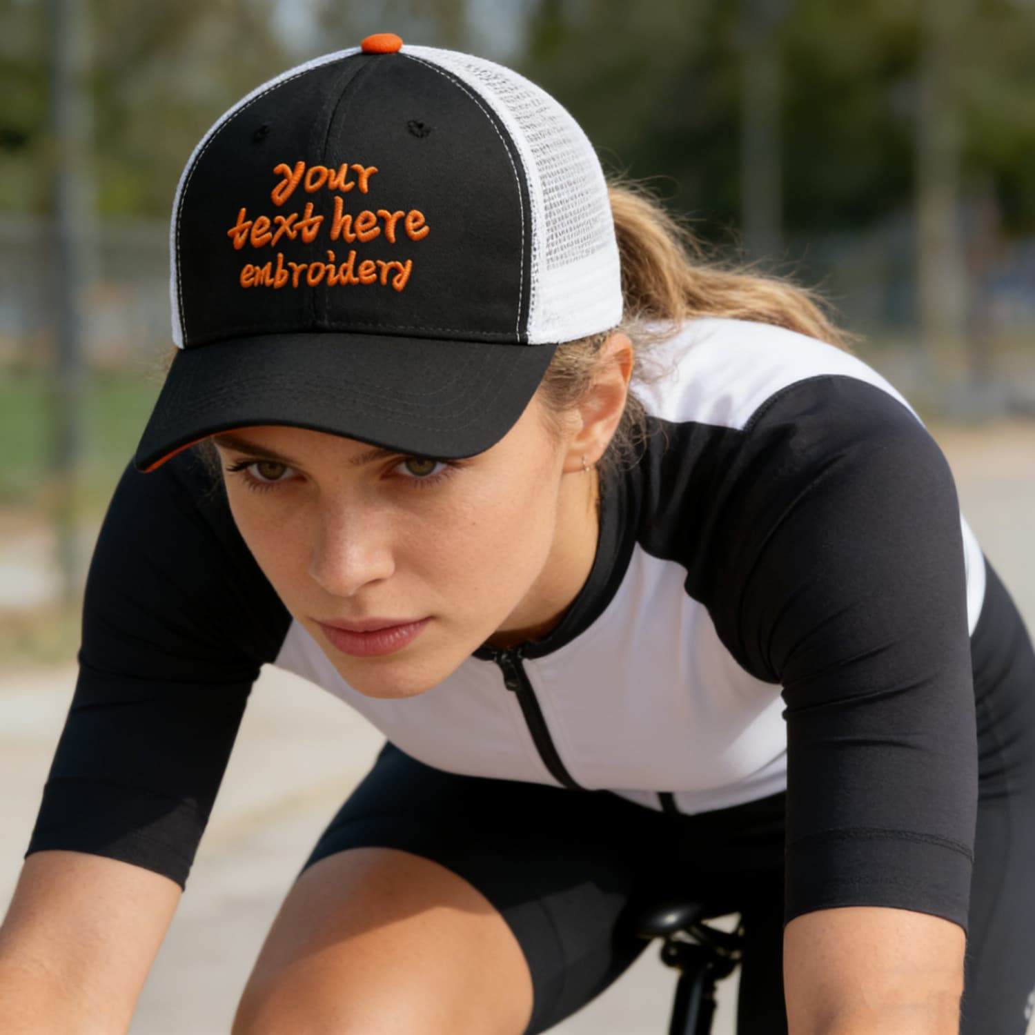 Vosoli Black & White Mesh-Back Trucker Cap - Unisex Personal & Team Custom 3D Embroidery or Print Hats