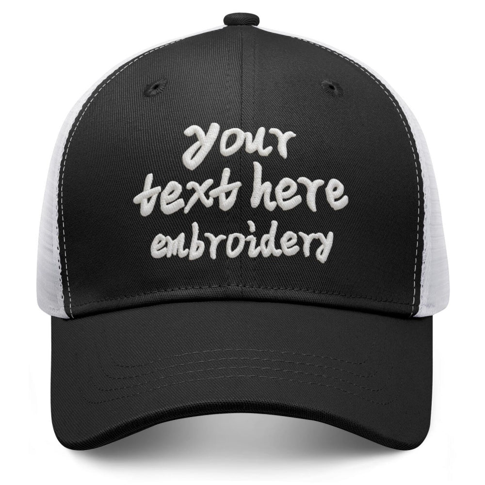 Vosoli Black White Mesh Trucker Cap - Custom Embroidered Personalized Hat