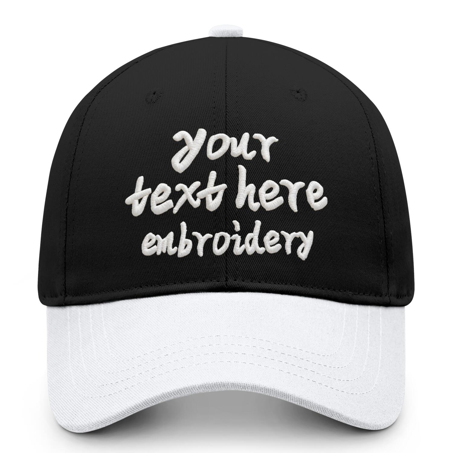Vosoli Black White Two-Tone Baseball Cap - Unisex Custom 3D Embroidery or Print