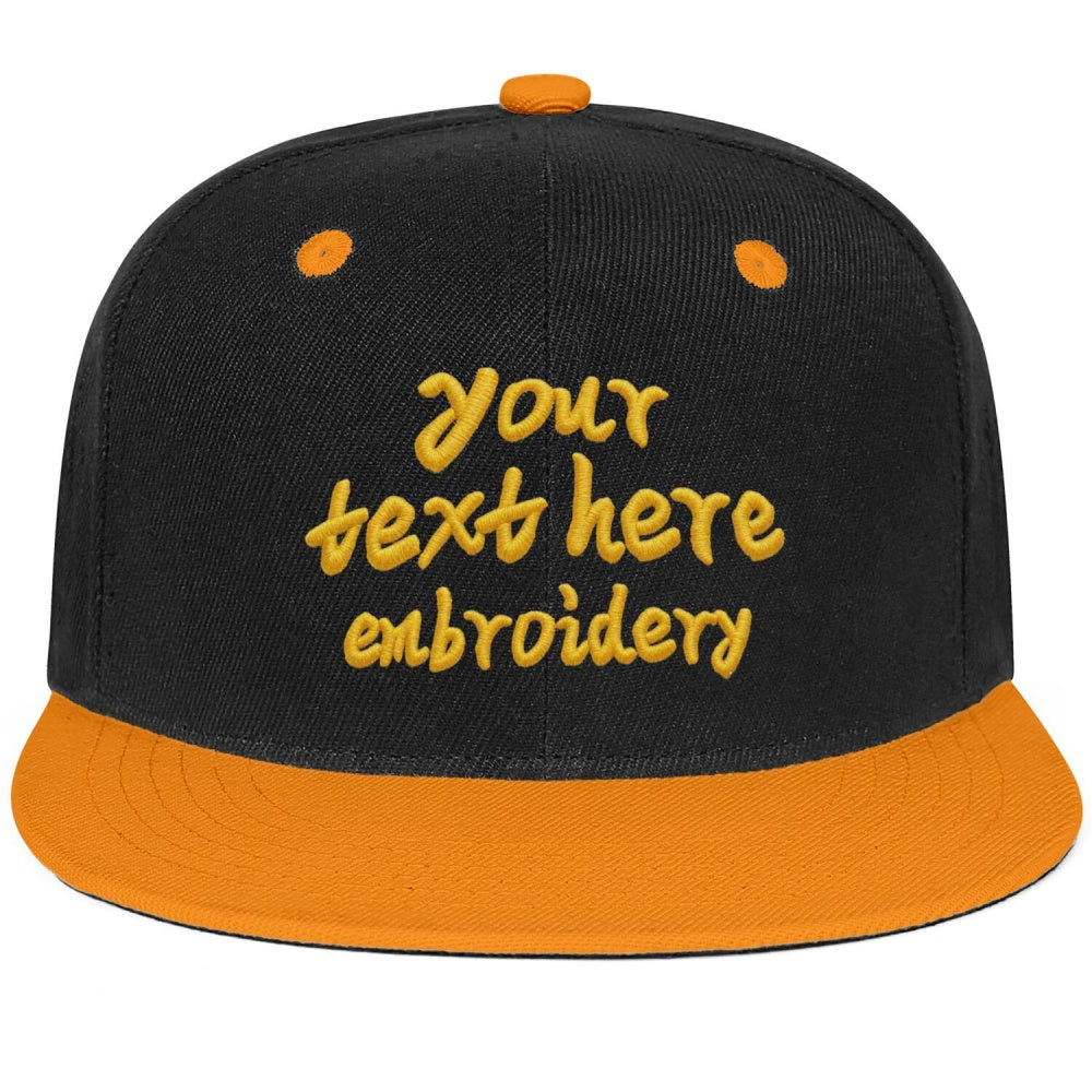 Vosoli Black Yellow Flat Brim Cap - Custom Embroidered Personalized Hat