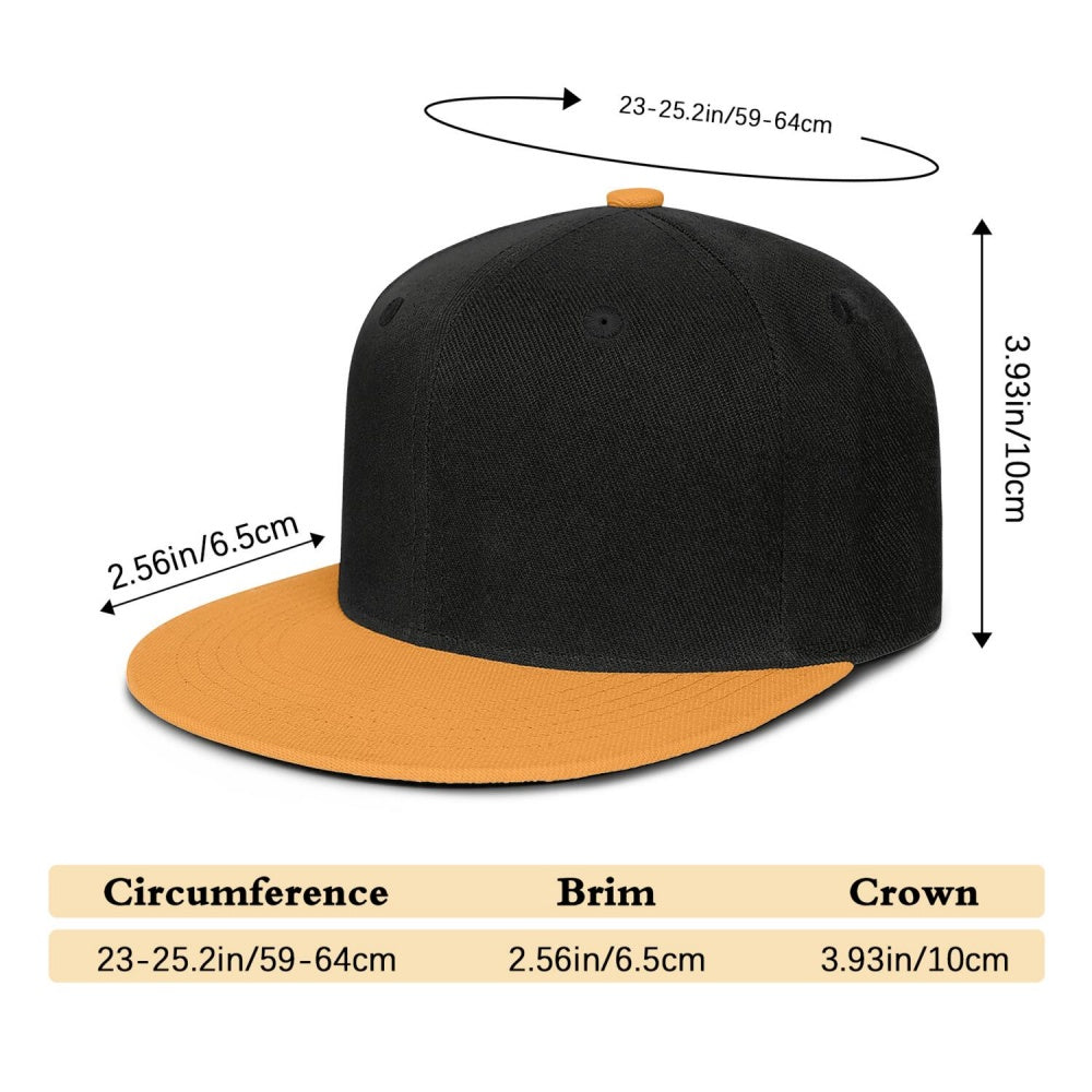 Vosoli Black Yellow Flat Brim Cap - Team Custom Embroidered Personalized Hat
