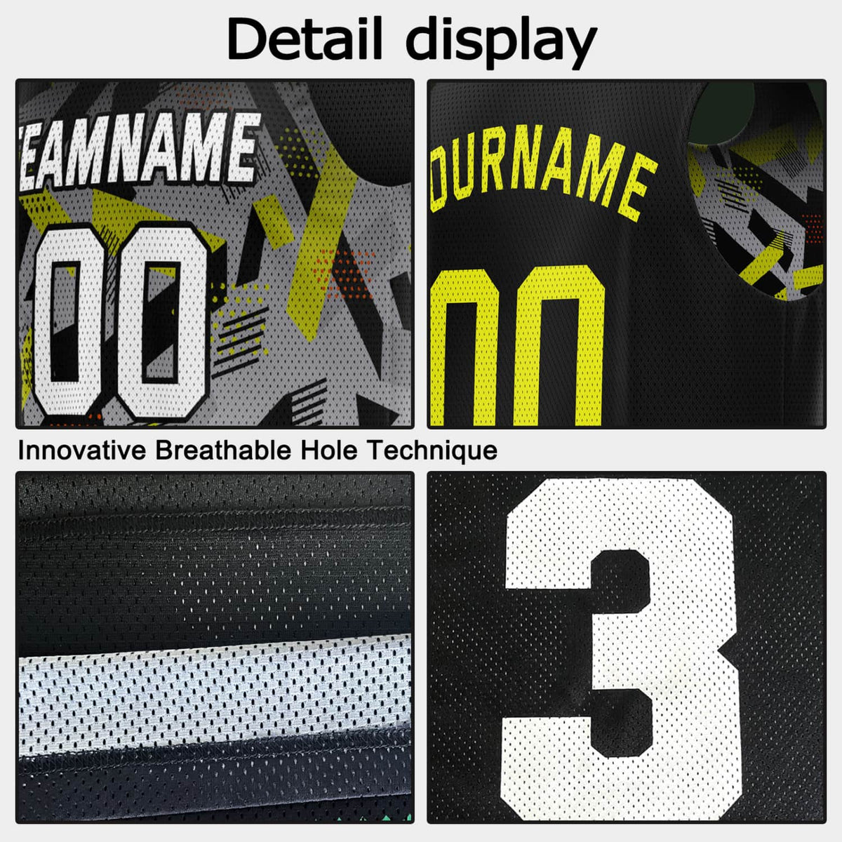 Custom Reversible Basketball Jersey for Individuals & Teams – Black Yellow Grey Abstract Geo | Vosoli