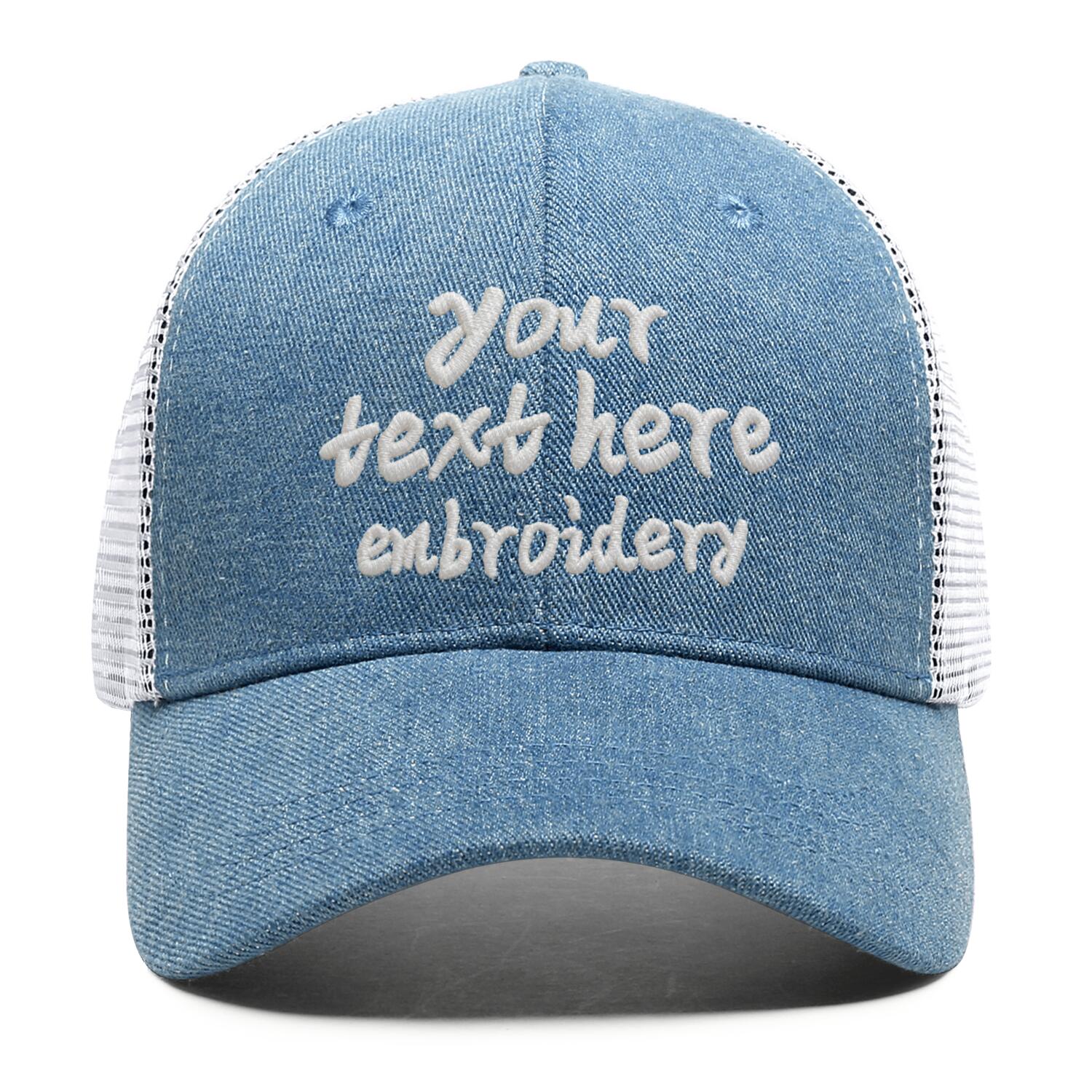 Vosoli Light Blue Denim Trucker Hat - Team Custom Embroider or Print Personalized Cap