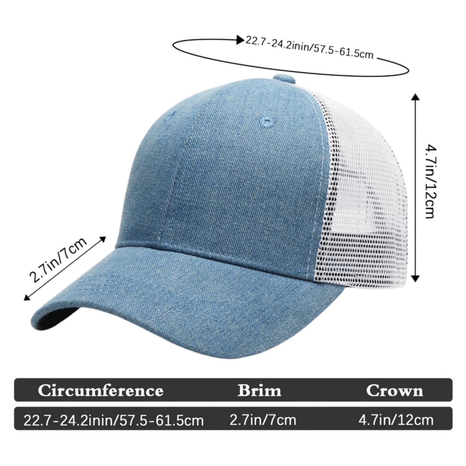 Vosoli Light Blue Denim Trucker Hat - Team Custom Embroider or Print Personalized Cap