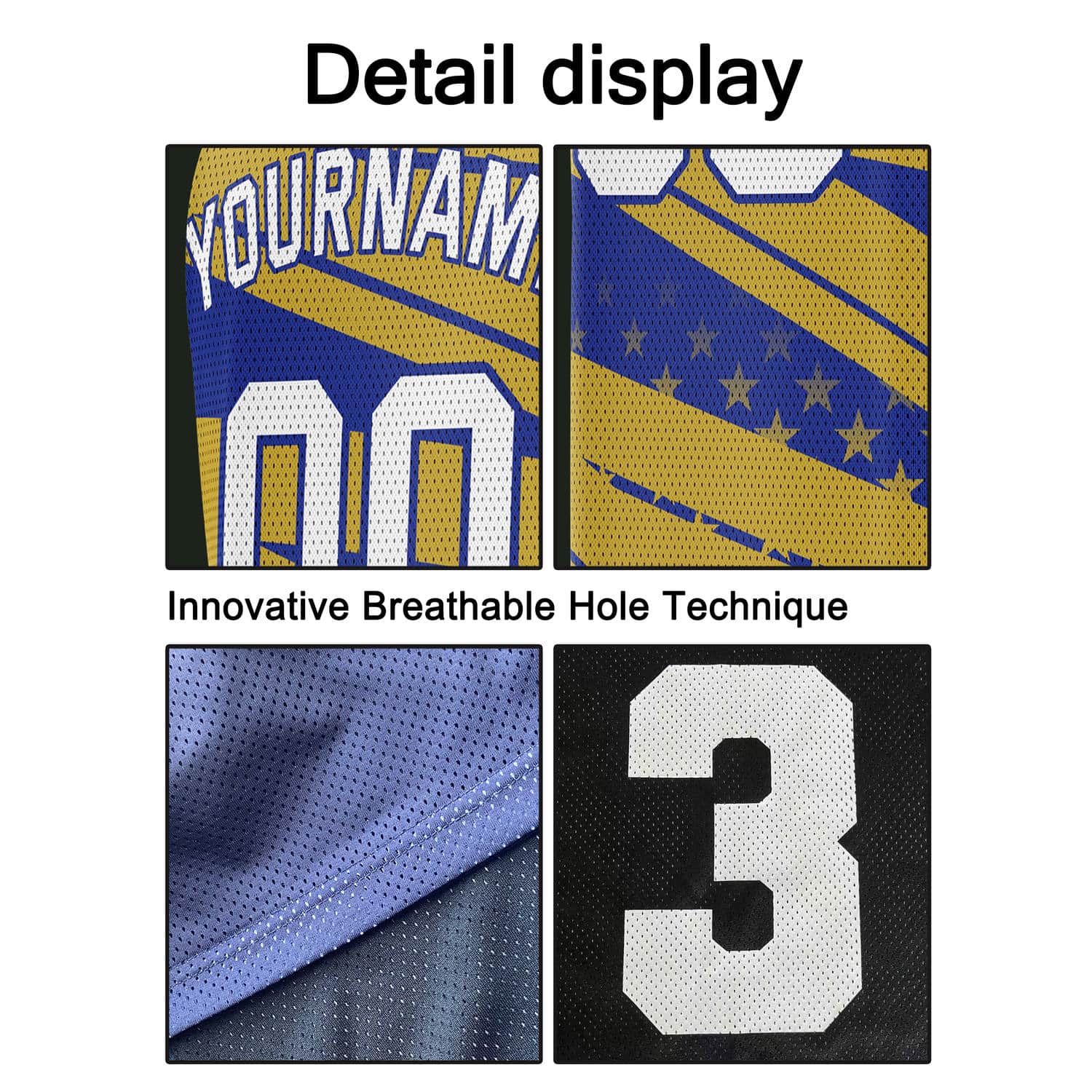 Custom Reversible Basketball Jersey for Individuals & Teams – Blue Gold Star Stripe | Vosoli