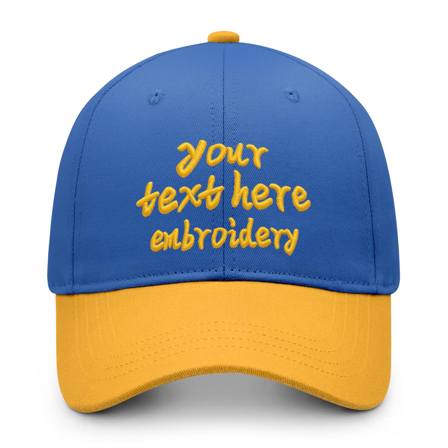 Vosoli Blue Gold Two-Tone Baseball Cap - Unisex Custom 3D Embroidery or Print