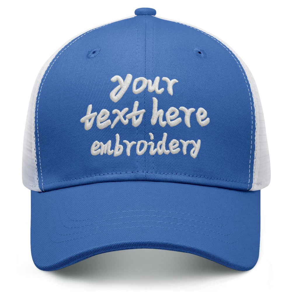Vosoli Blue White Mesh Trucker Cap - Custom Embroidered Personalized Hat