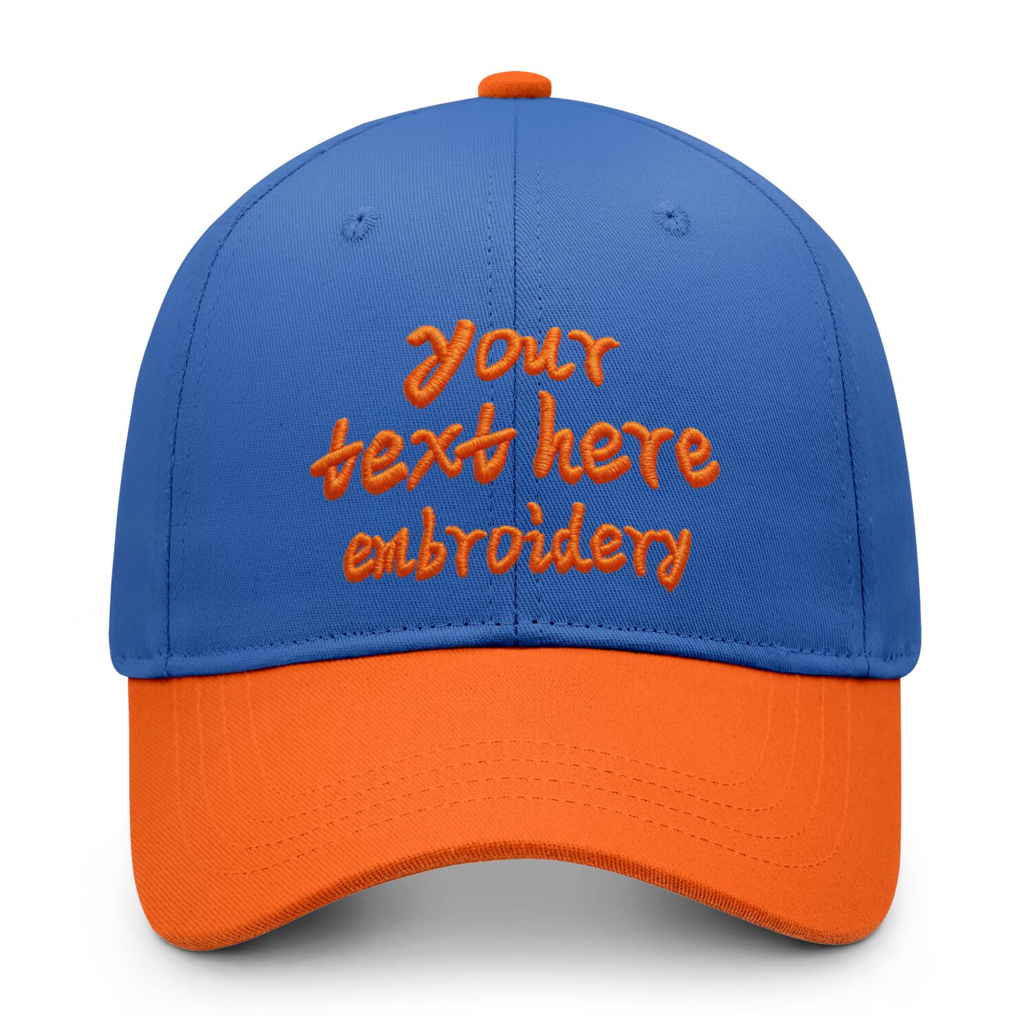 Vosoli Blue Orange Two-Tone Baseball Cap - Unisex Custom 3D Embroidery or Print