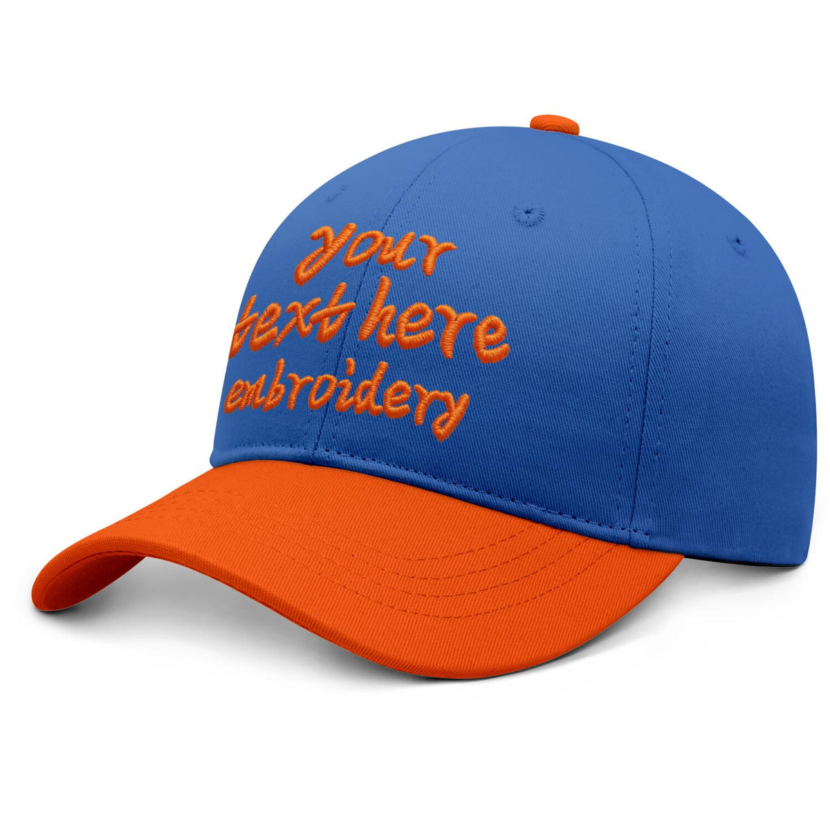 Vosoli Blue Orange Two-Tone Baseball Cap - Unisex Custom 3D Embroidery or Print