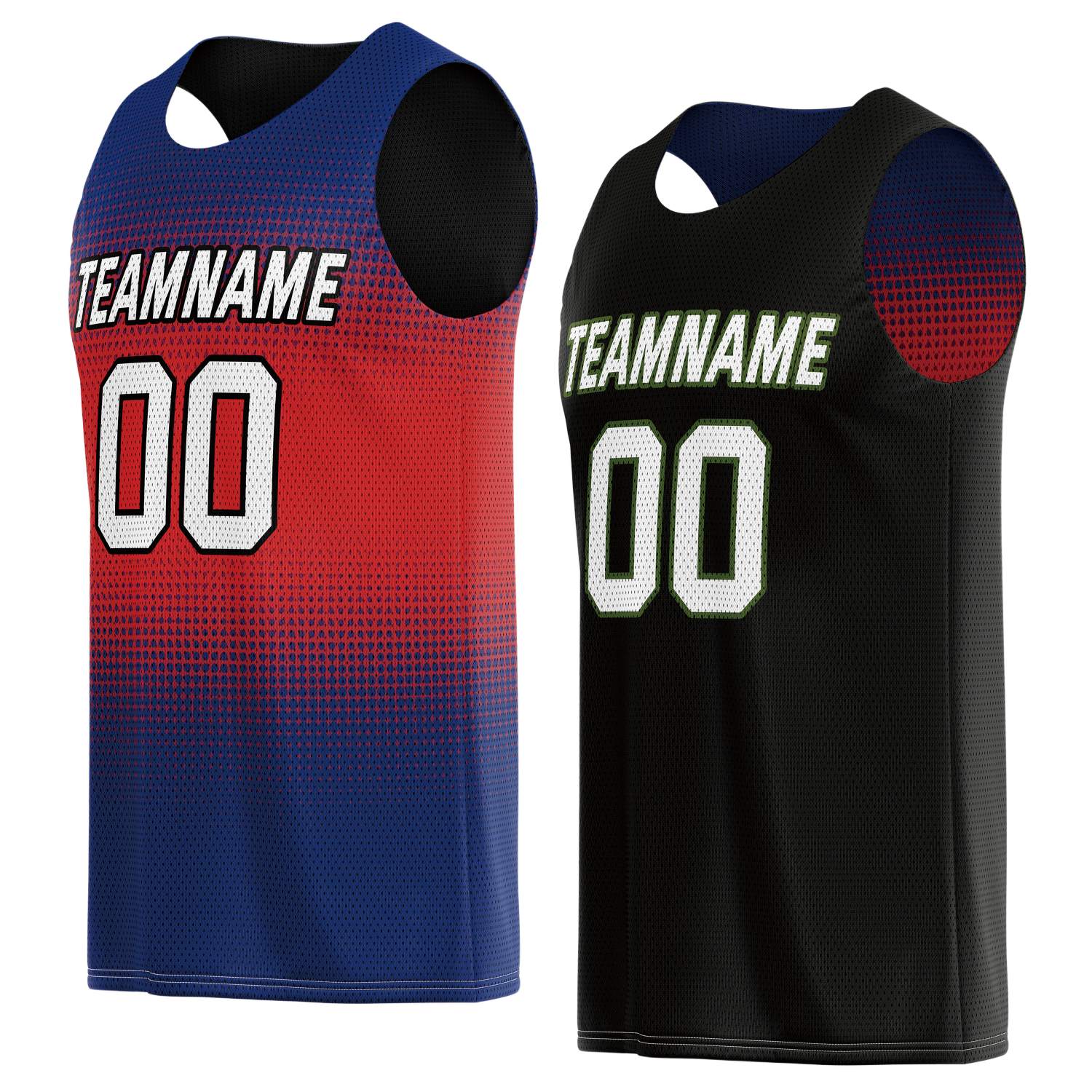 Custom Reversible Basketball Jersey for Individuals & Teams – Blue Red Black Dot Gradient | Vosoli