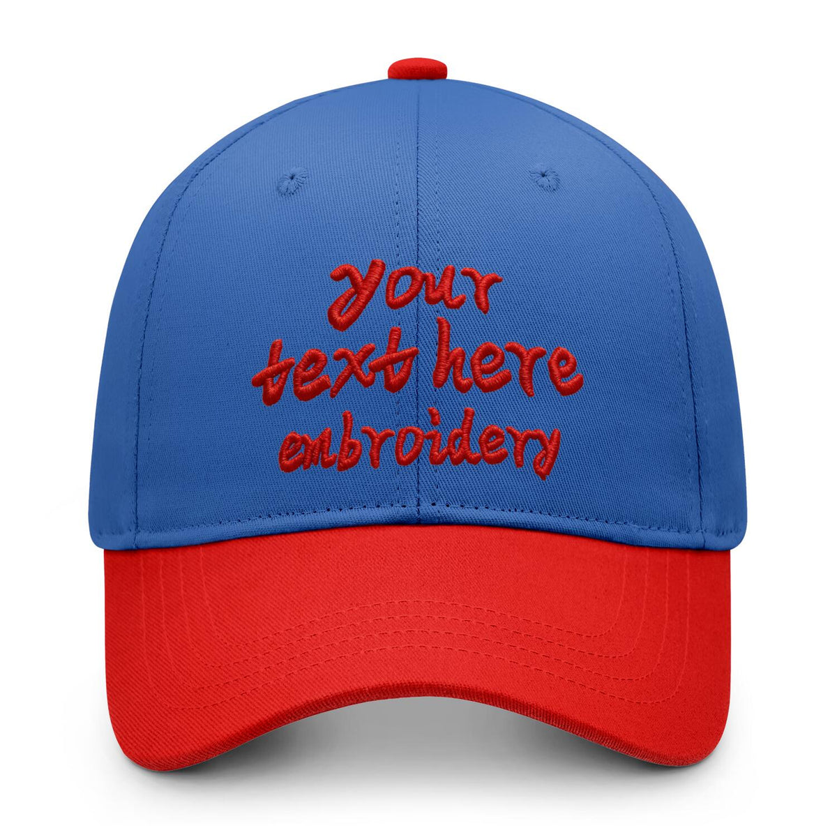 Vosoli Blue Red Two-Tone Baseball Cap - Unisex Custom 3D Embroidery or Print
