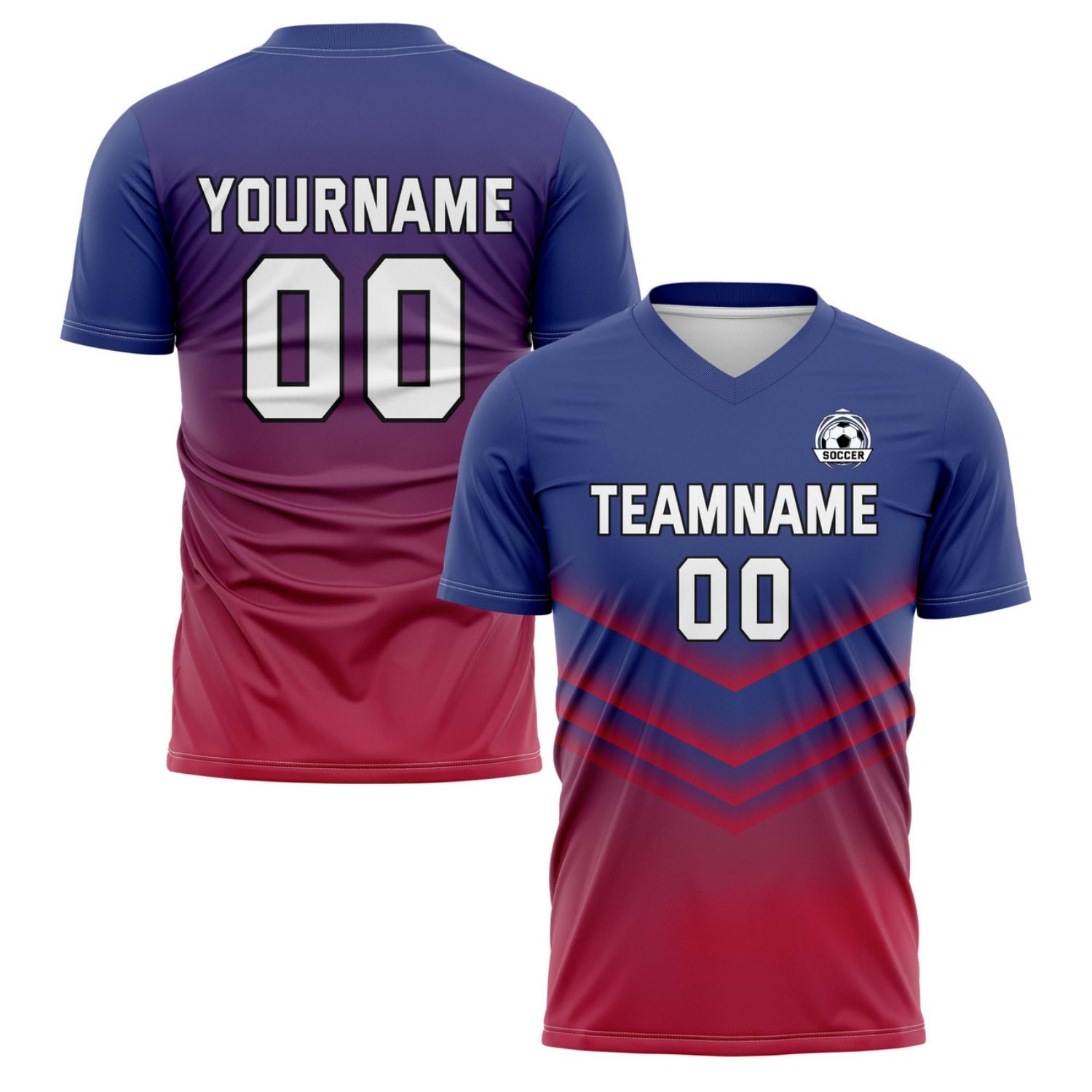 Custom Blue-to-Red Gradient Soccer Jersey for Teams & Individuals | Vosoli
