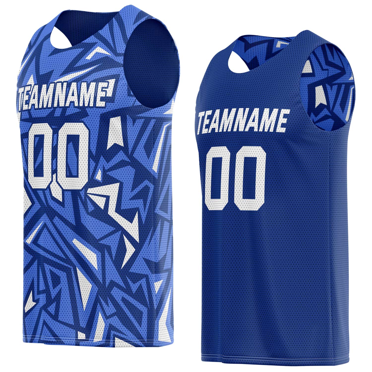 Custom Reversible Basketball Jersey for Individuals & Teams – Blue White Abstract Star | Vosoli
