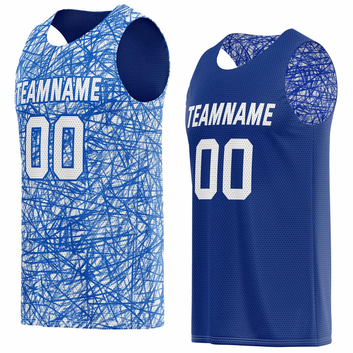 Custom Reversible Basketball Jersey for Individuals & Teams – Blue White Abstract Streak | Vosoli