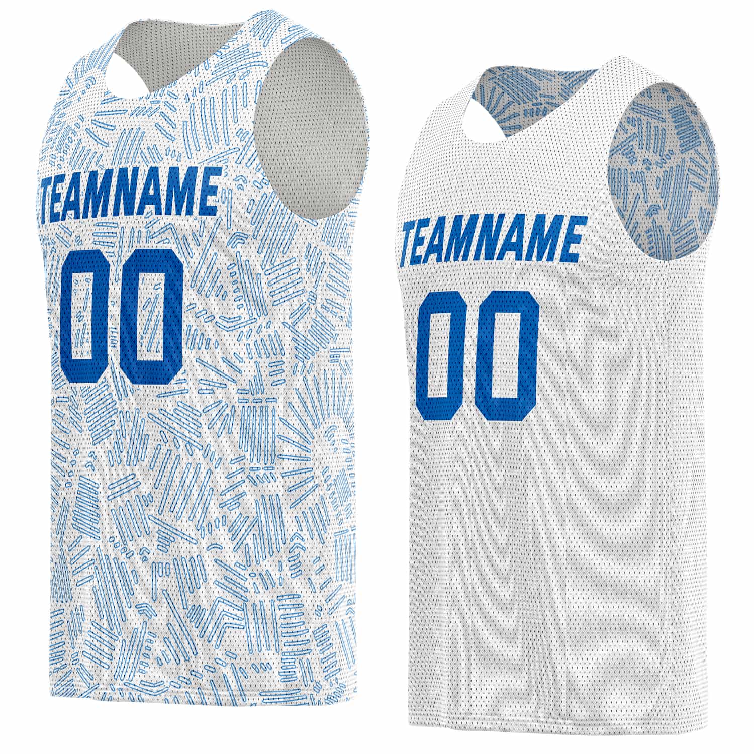Custom Reversible Basketball Jersey for Individuals & Teams – Blue White Abstract Stripe | Vosoli