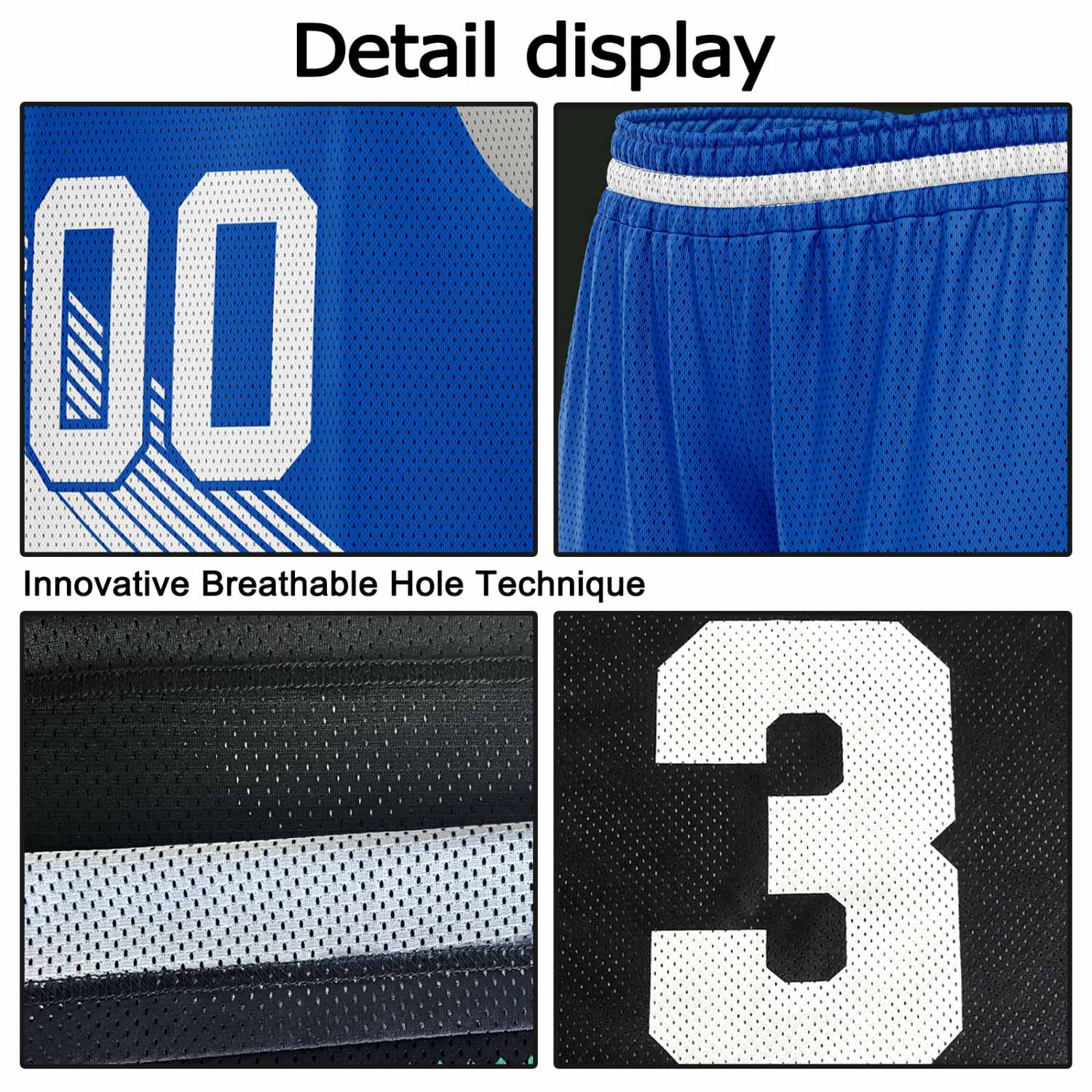 Custom Reversible Basketball Jersey & Shorts Set for Individuals & Teams – Blue White Diagonal Stripe | Vosoli