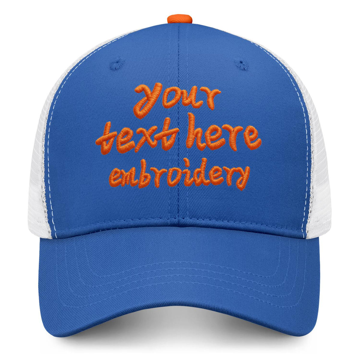 Vosoli Royal Blue & White Mesh-Back Trucker Cap - Unisex Personal & Team Custom 3D Embroidery or Print Hat