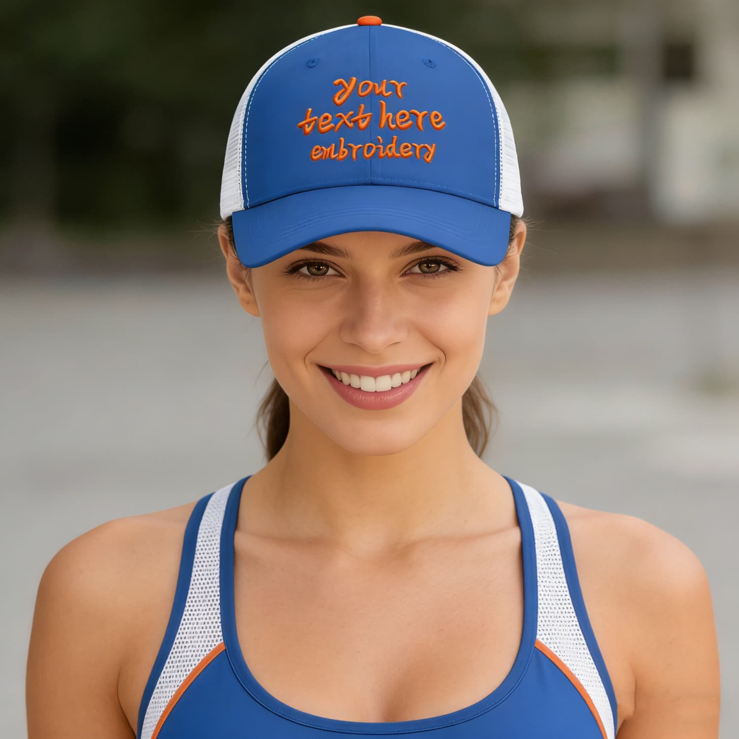 Vosoli Royal Blue & White Mesh-Back Trucker Cap - Unisex Personal & Team Custom 3D Embroidery or Print Hat
