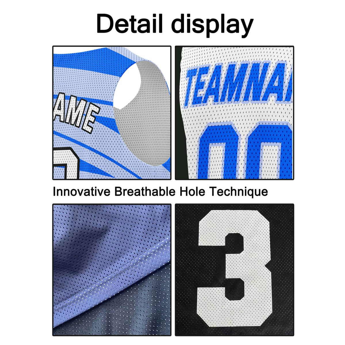 Custom Reversible Basketball Jersey for Individuals & Teams – Blue White Star Stripe | Vosoli