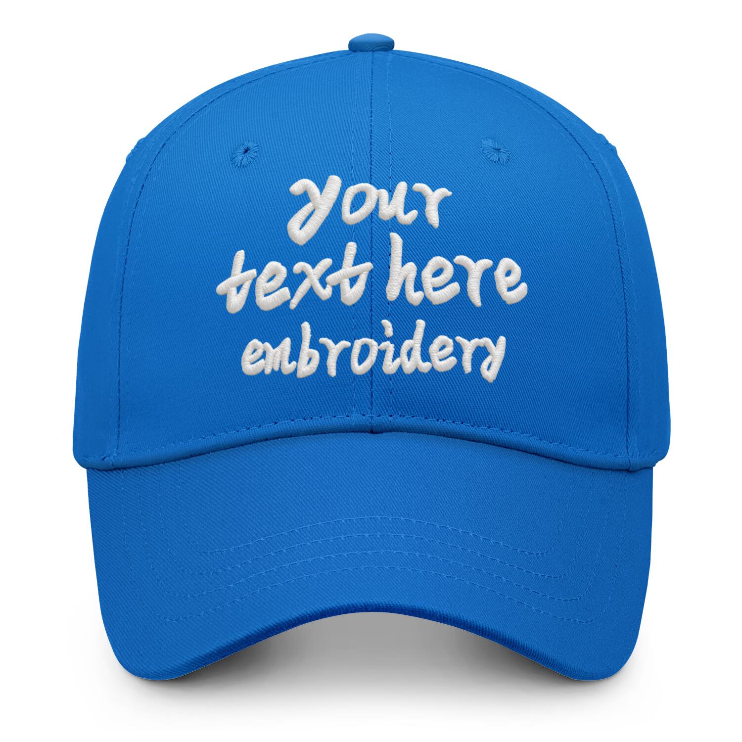 Vosoli Bright Blue Solid Baseball Cap - Unisex Custom 3D Embroidery or Print