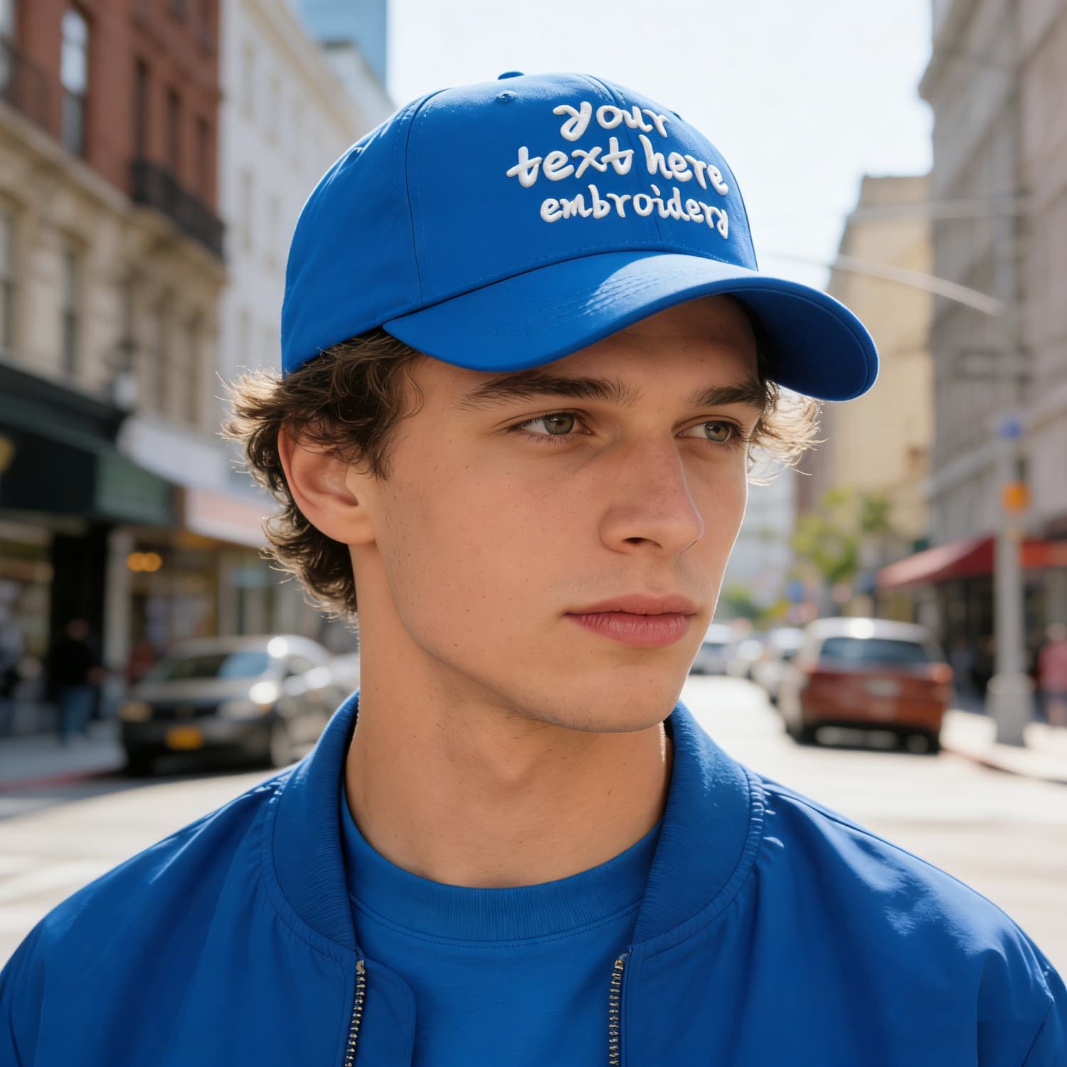 Vosoli Bright Blue Solid Baseball Cap - Unisex Custom 3D Embroidery or Print