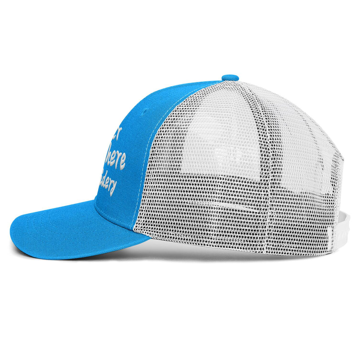 Vosoli Bright Blue & White Mesh-Back Baseball Cap - Unisex Custom 3D Embroidery or Print Hat