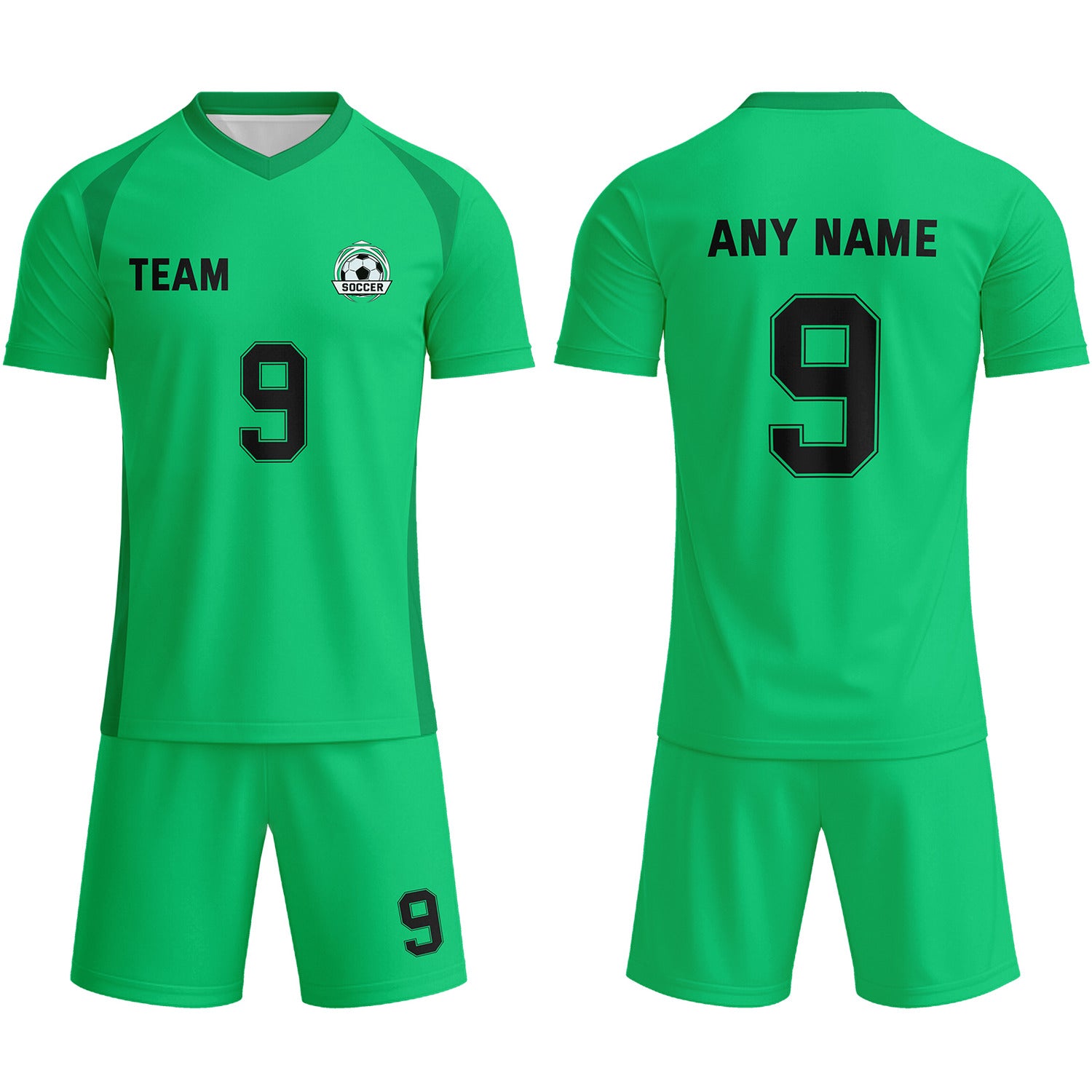 Custom Bright Green & Black Soccer Uniform Set - Personalized Team Name & Number | Vosoli