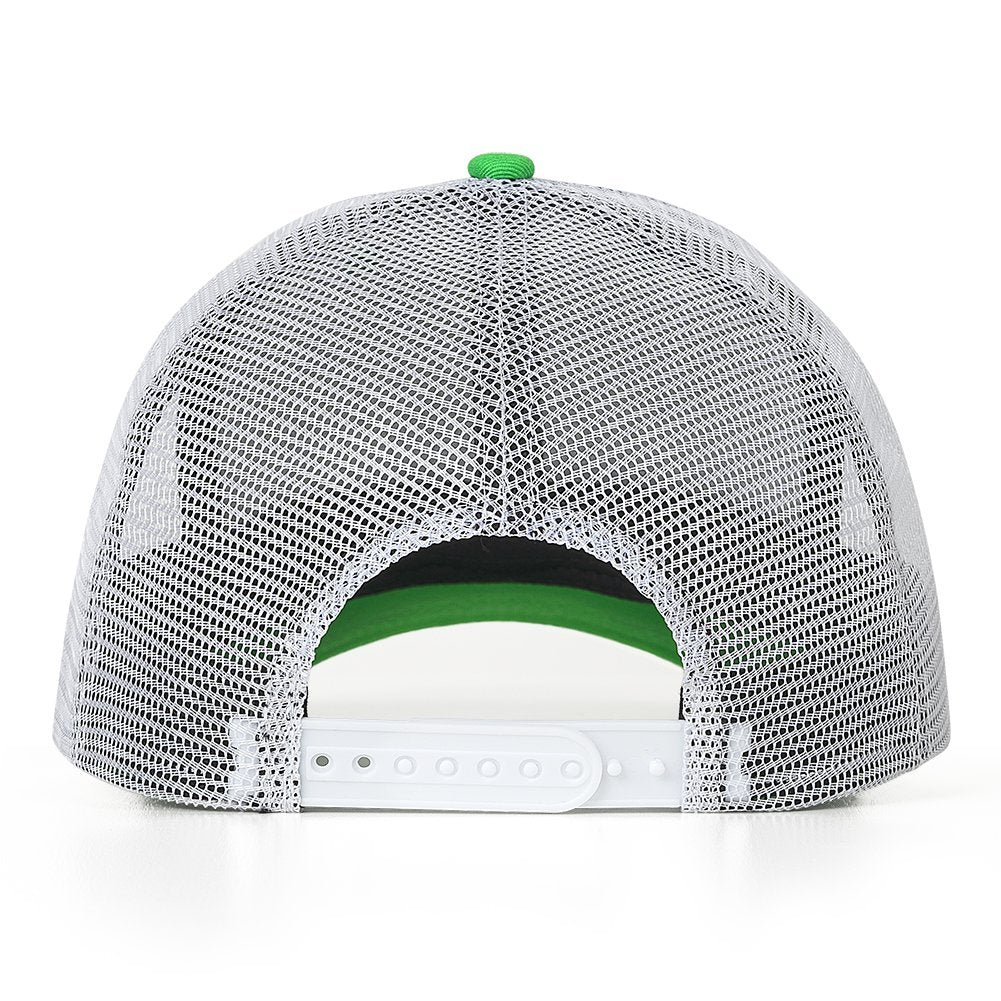 Vosoli Bright Green & White Mesh-Back Baseball Cap - Unisex Custom 3D Embroidery or Print Hat