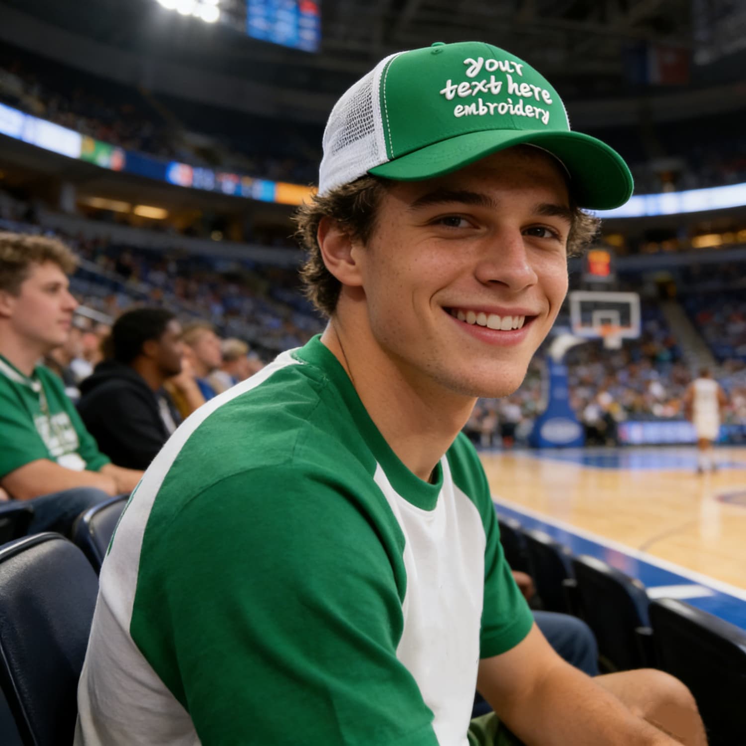 Vosoli Bright Green & White Mesh-Back Baseball Cap - Unisex Custom 3D Embroidery or Print Hat