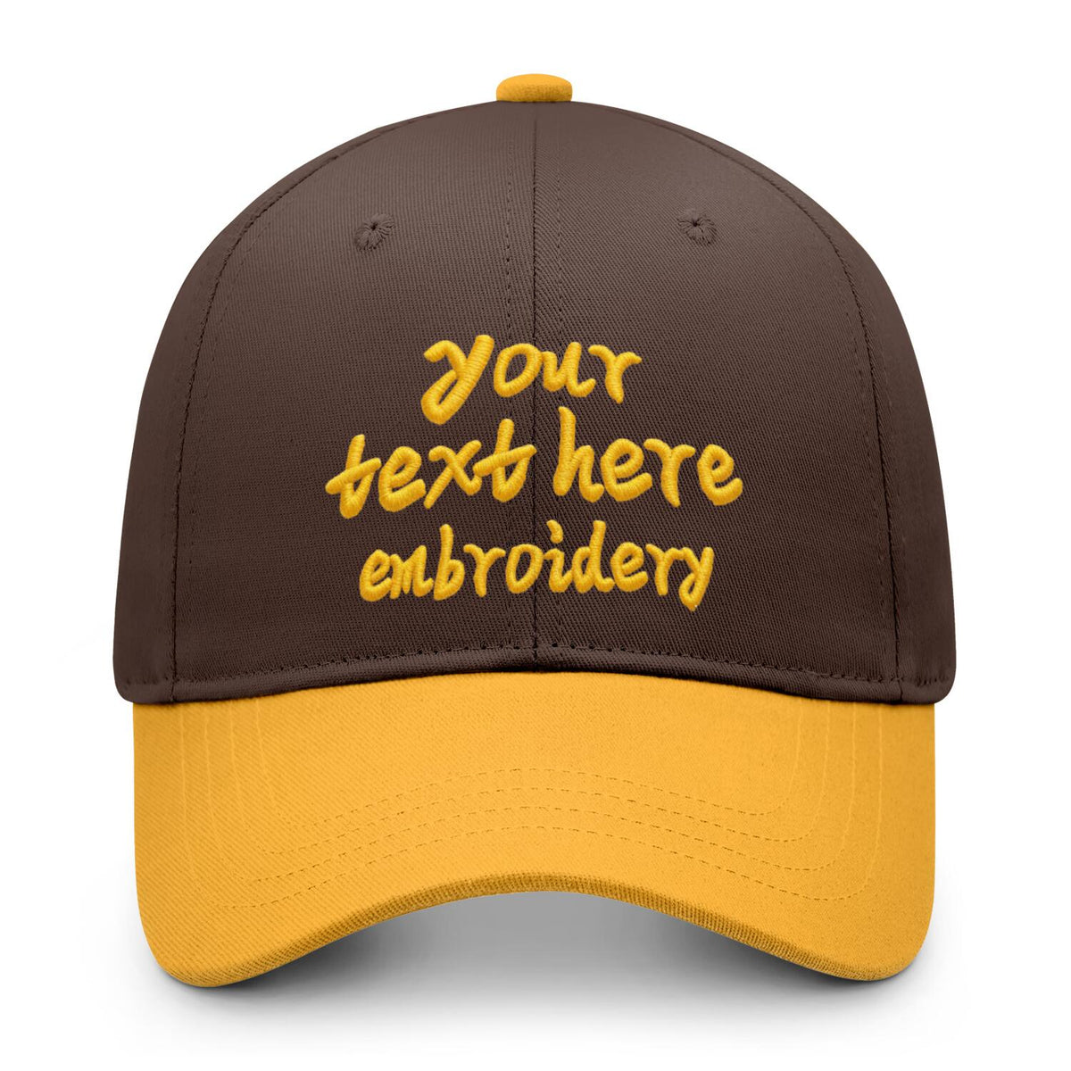 Vosoli Brown Gold Two-Tone Baseball Cap - Unisex Custom 3D Embroidery or Print