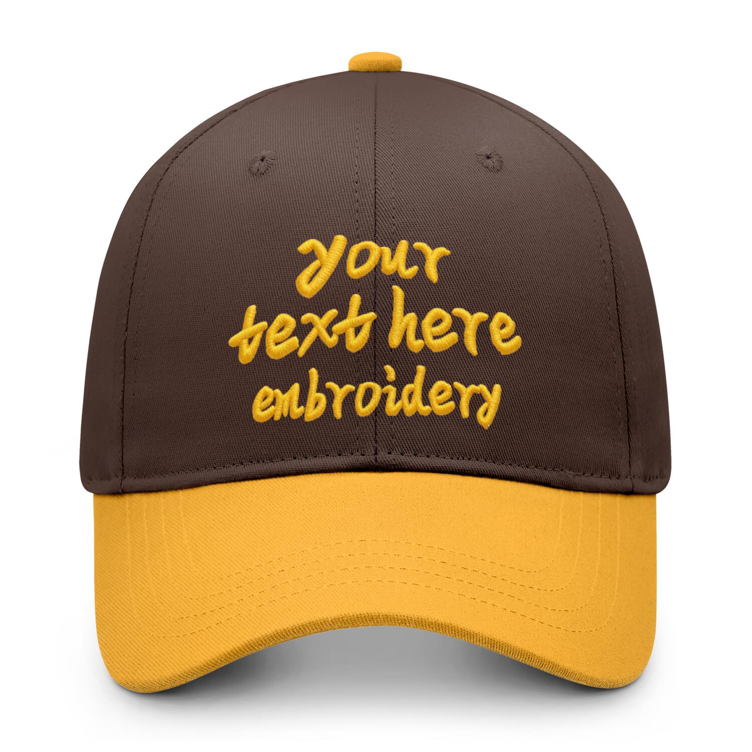 Vosoli Brown Gold Two-Tone Baseball Cap - Unisex Custom 3D Embroidery or Print