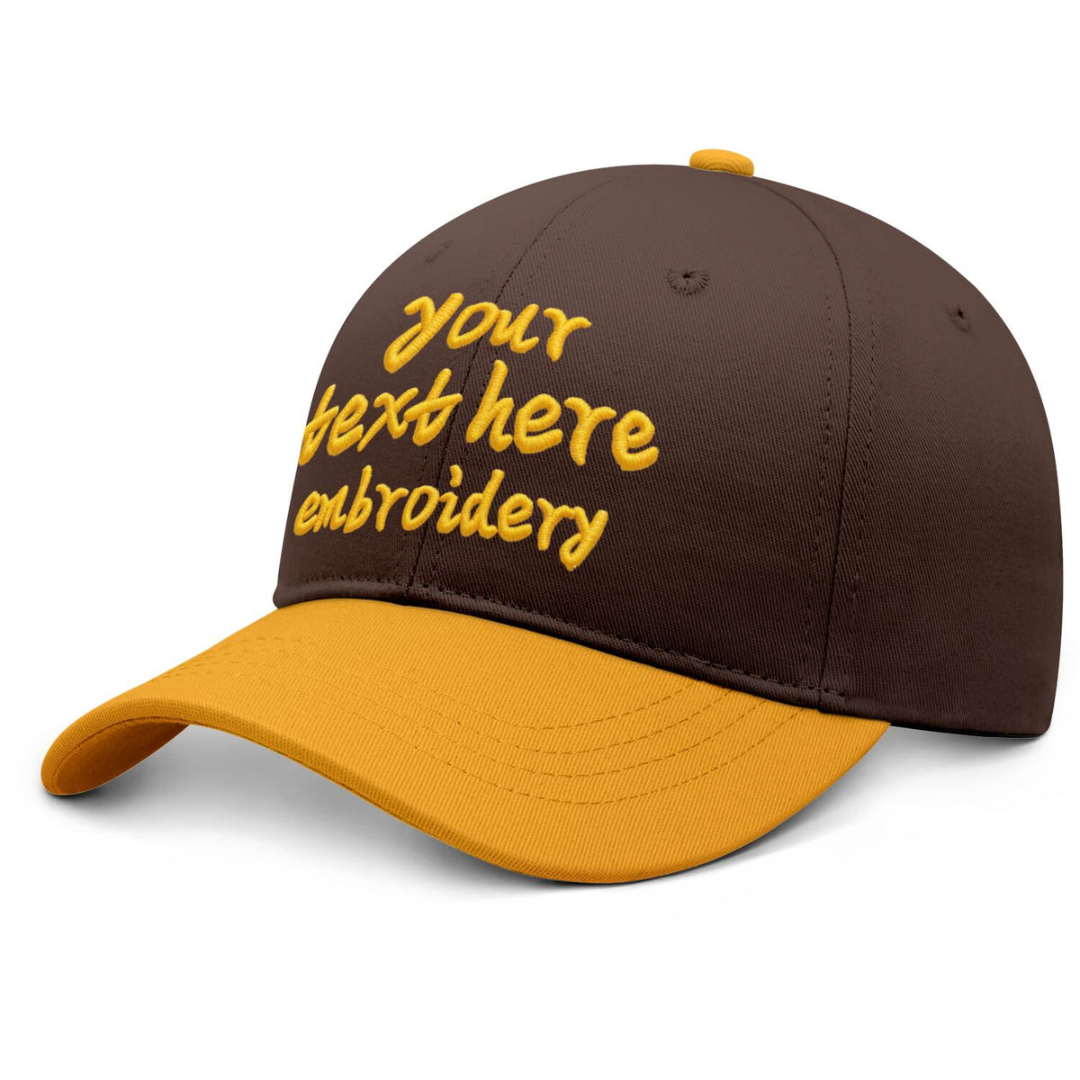 Vosoli Brown Gold Two-Tone Baseball Cap - Unisex Custom 3D Embroidery or Print