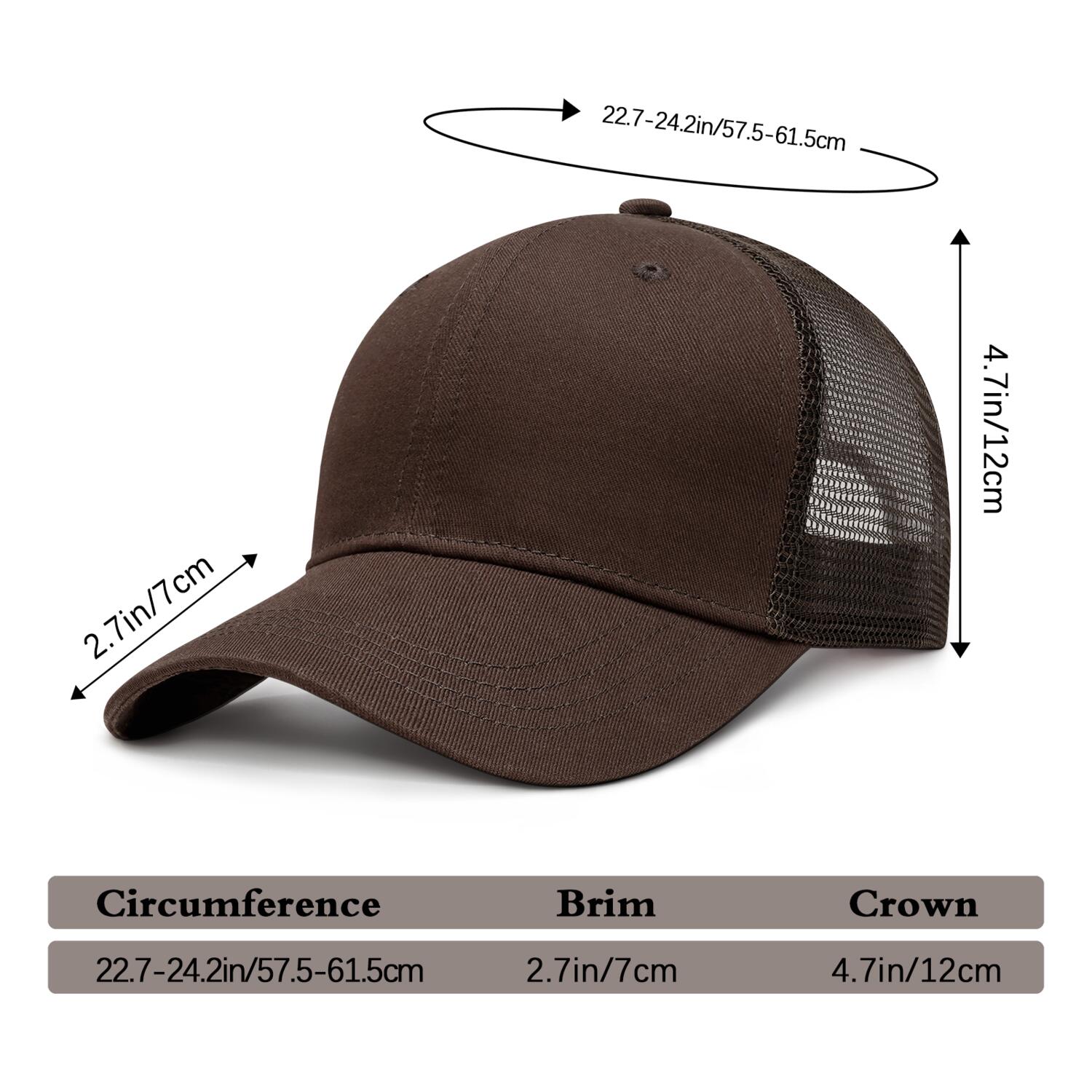 Vosoli Brown Mesh-Back Baseball Cap - Unisex Custom 3D Embroidery or Print Hat