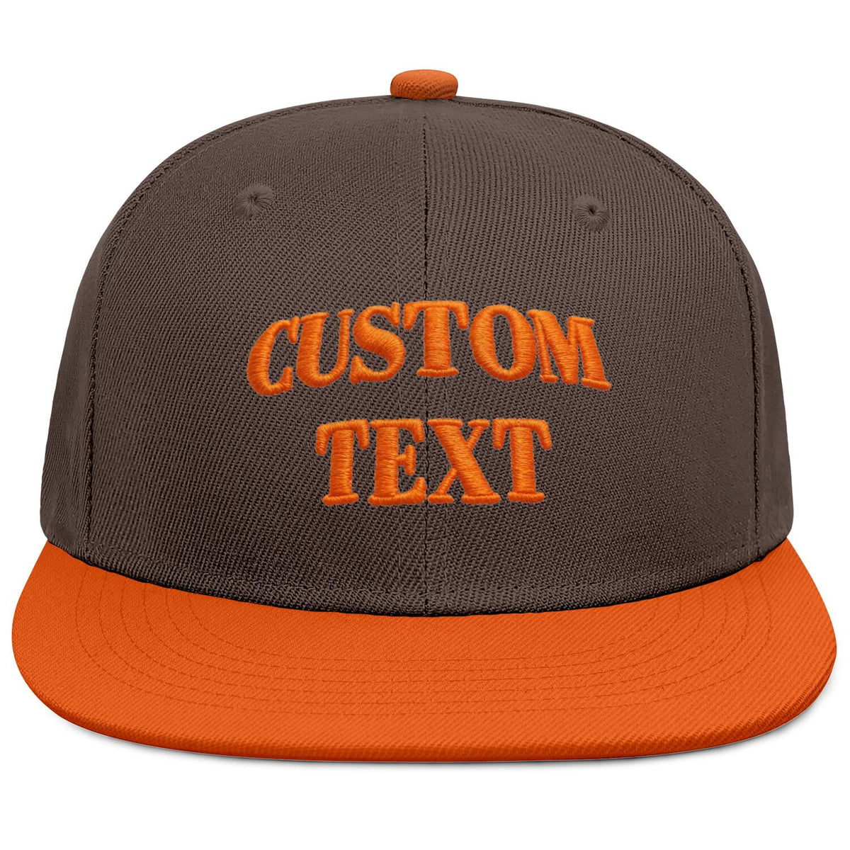 Vosoli Brown &amp; Orange Color-Block Flat-Brim Hat - Unisex Personal &amp; Team Custom 3D Embroidery or Print Cap