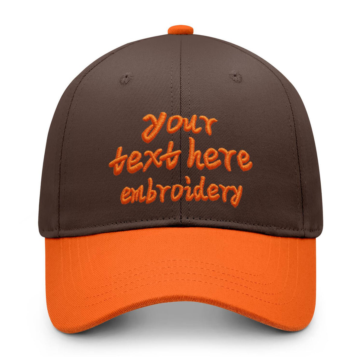 Vosoli Brown Orange Two-Tone Baseball Cap - Unisex Custom 3D Embroidery or Print