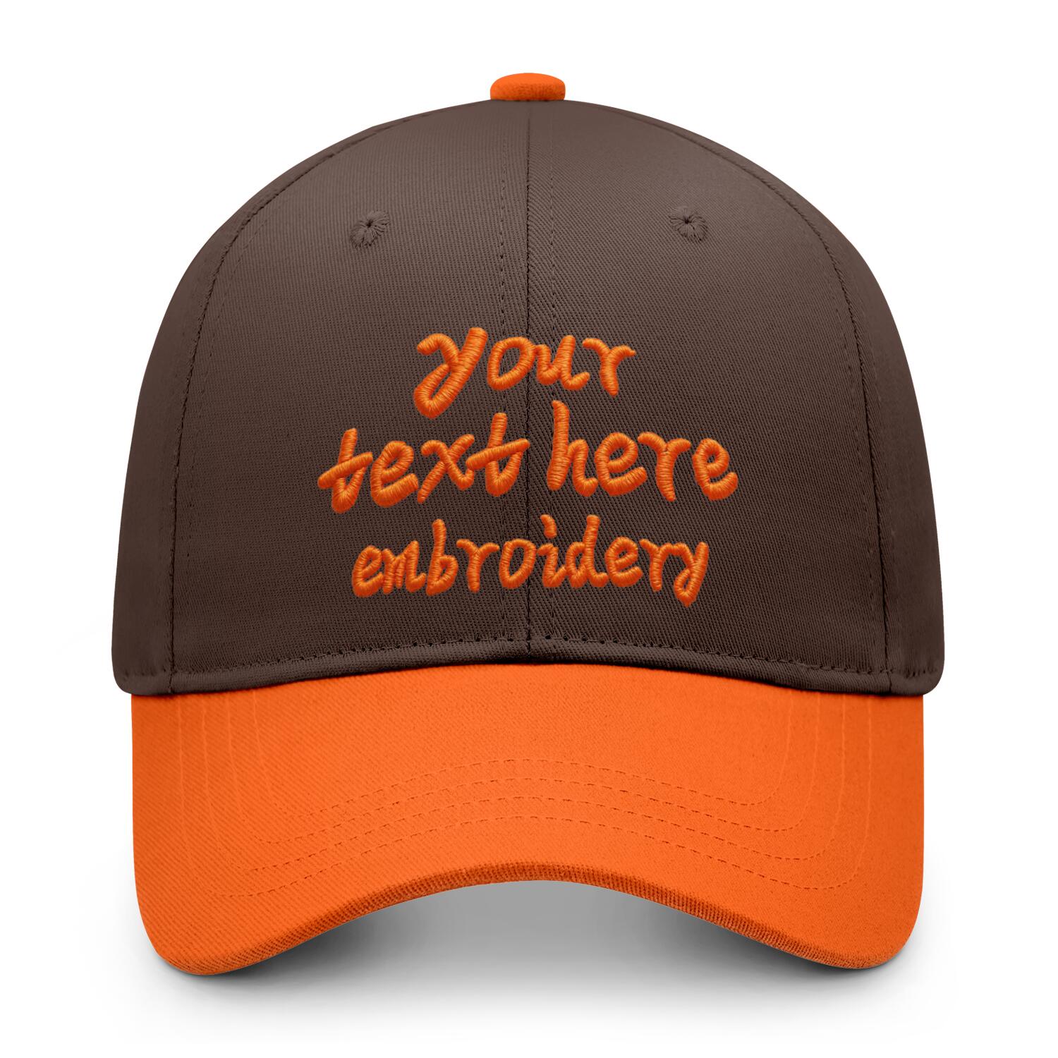 Vosoli Brown Orange Two-Tone Baseball Cap - Unisex Custom 3D Embroidery or Print