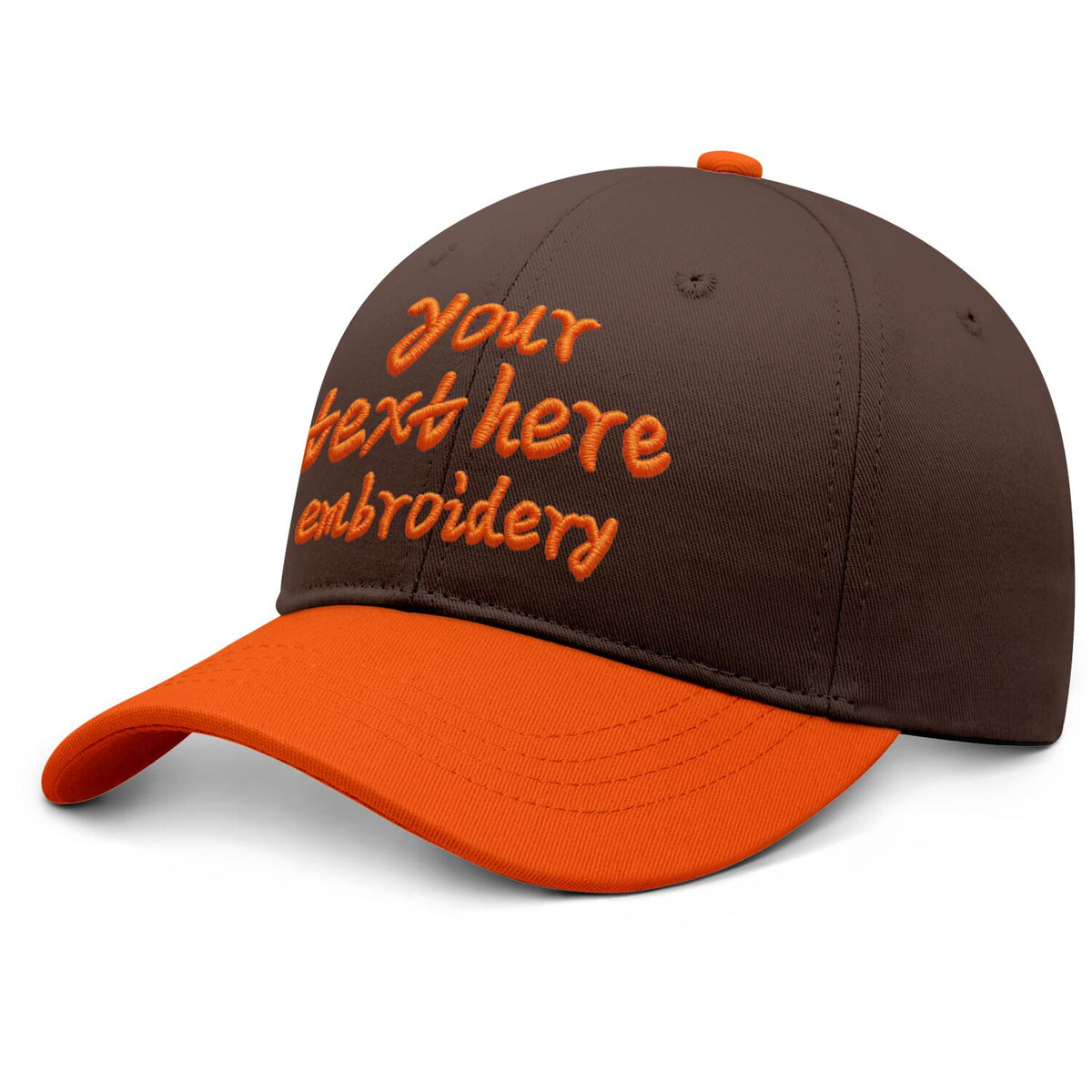 Vosoli Brown Orange Two-Tone Baseball Cap - Unisex Custom 3D Embroidery or Print