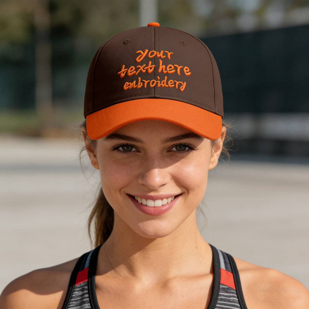 Vosoli Brown Orange Two-Tone Baseball Cap - Unisex Custom 3D Embroidery or Print