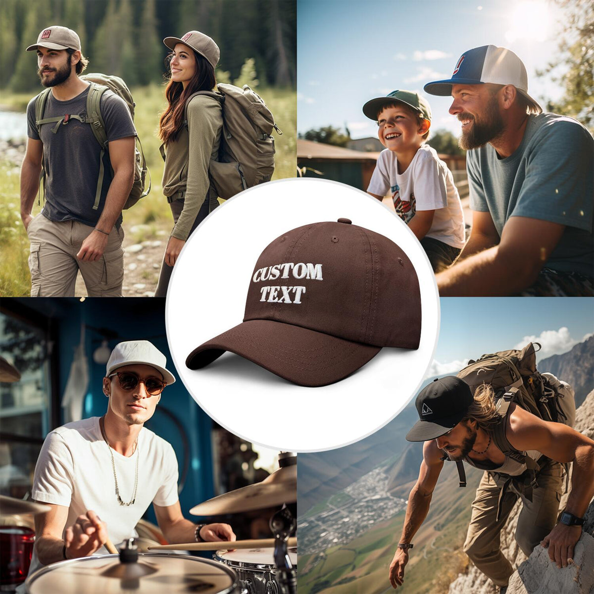 Vosoli Brown Unisex Baseball Cap - Personal & Team Custom 3D Embroidery or Print Hat