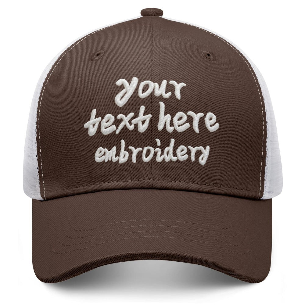 Vosoli Brown White Mesh Trucker Cap - Custom Embroidered Personalized Hat