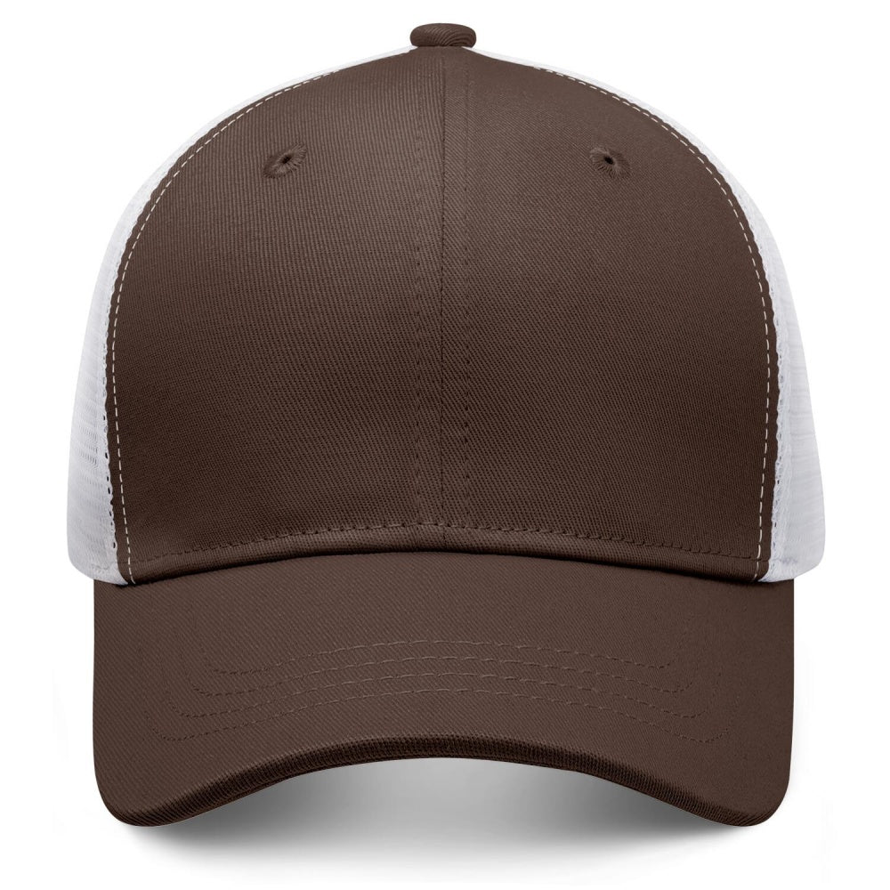 Vosoli Brown White Mesh Trucker Cap - Custom Embroidered Personalized Hat