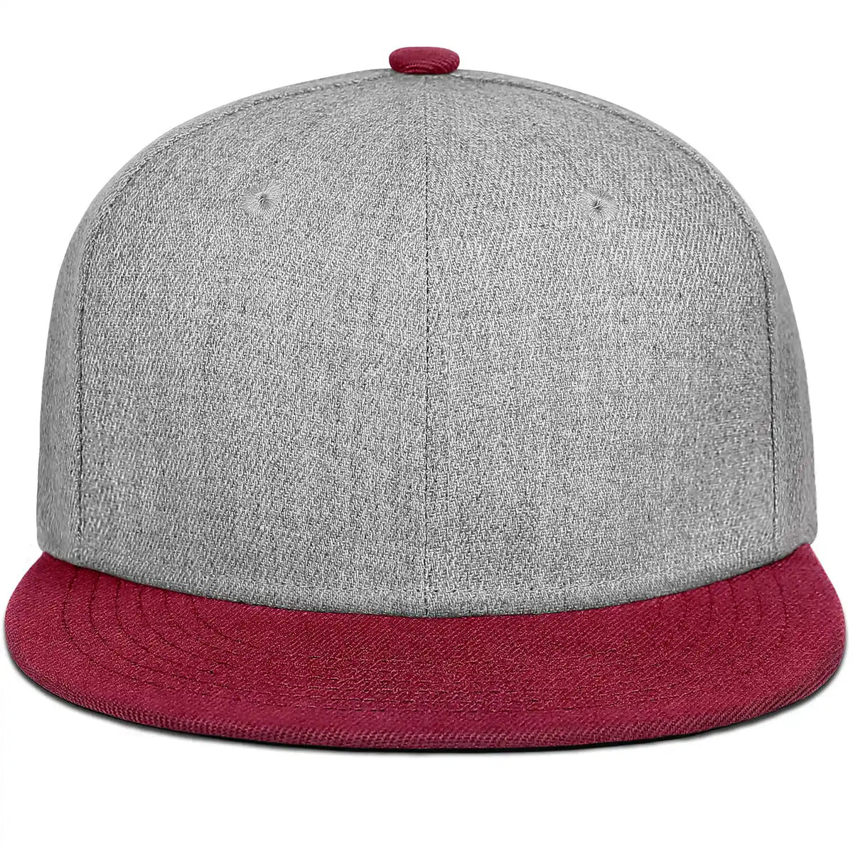Vosoli Heather Grey Burgundy Flat Brim Cap - Team Custom Embroider or Print Personalized Hat