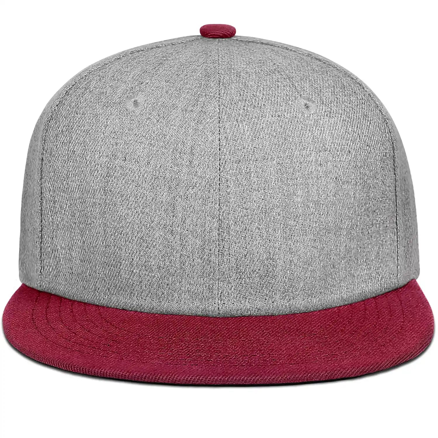 Vosoli Heather Grey Burgundy Flat Brim Cap - Team Custom Embroider or Print Personalized Hat
