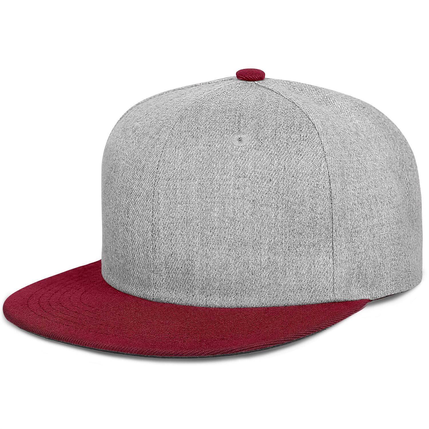 Vosoli Heather Grey Burgundy Flat Brim Cap - Team Custom Embroider or Print Personalized Hat