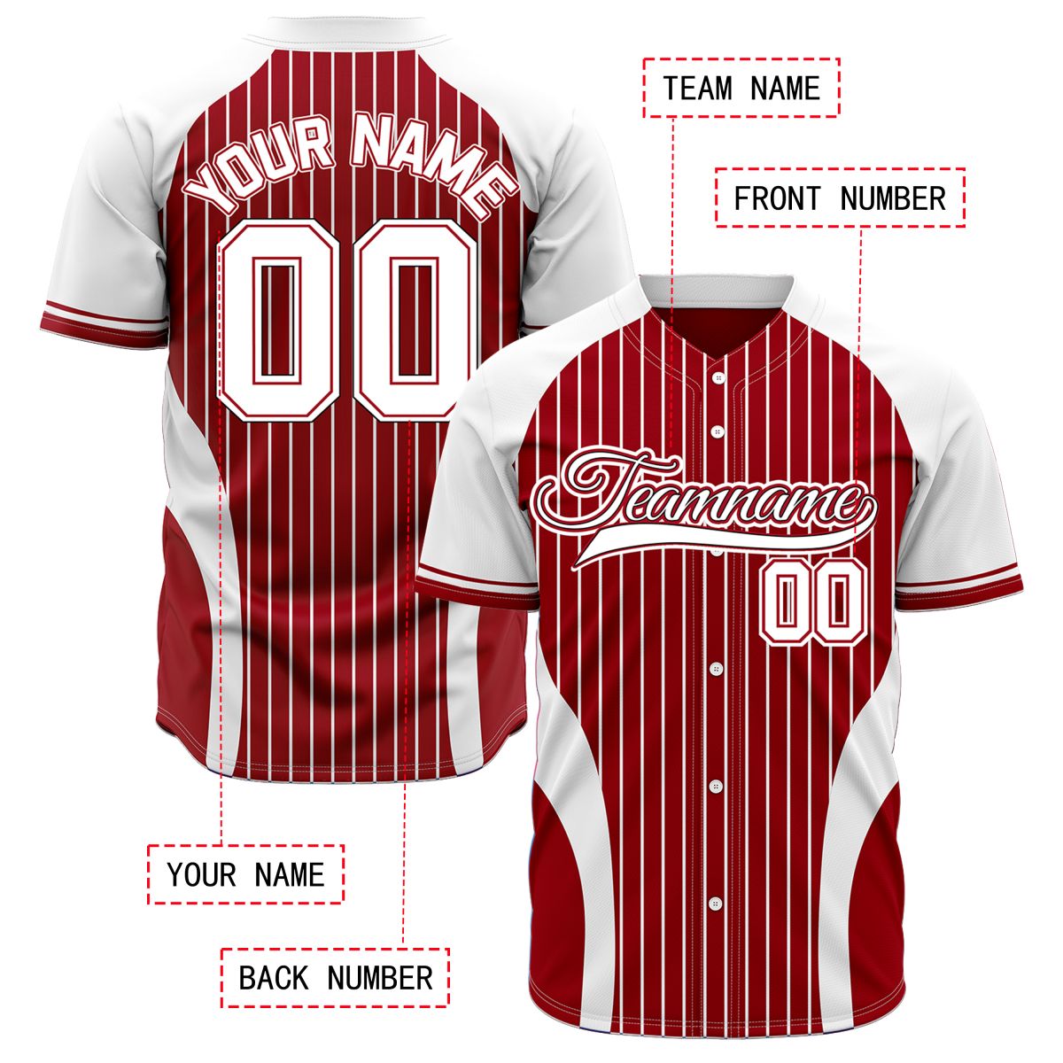VOSOLI Custom Burgundy & White Pinstripe Baseball Jersey - Sublimated Team Gear