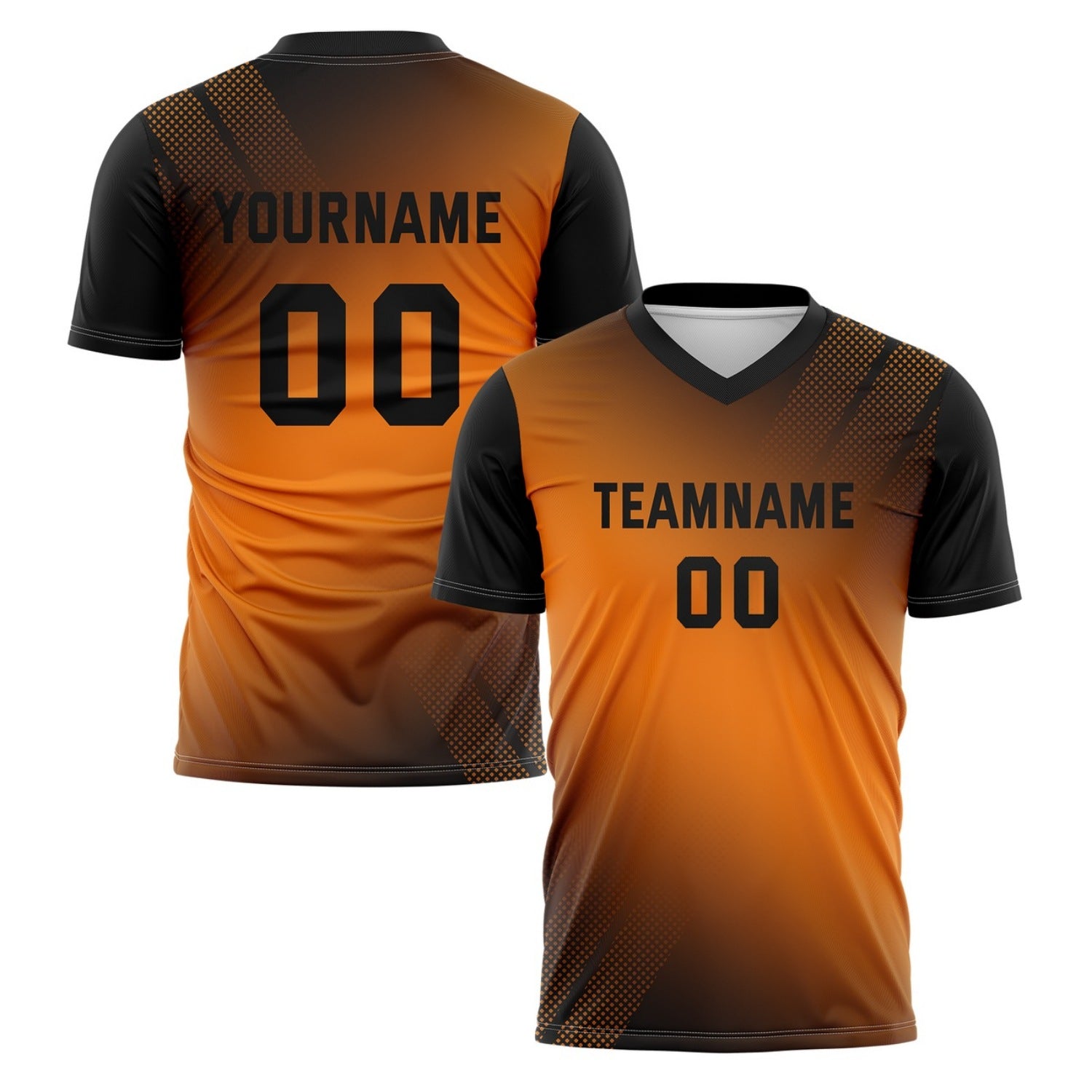 Custom Burnt Orange & Black Ombré Soccer Jersey for Teams & Individuals | Vosoli