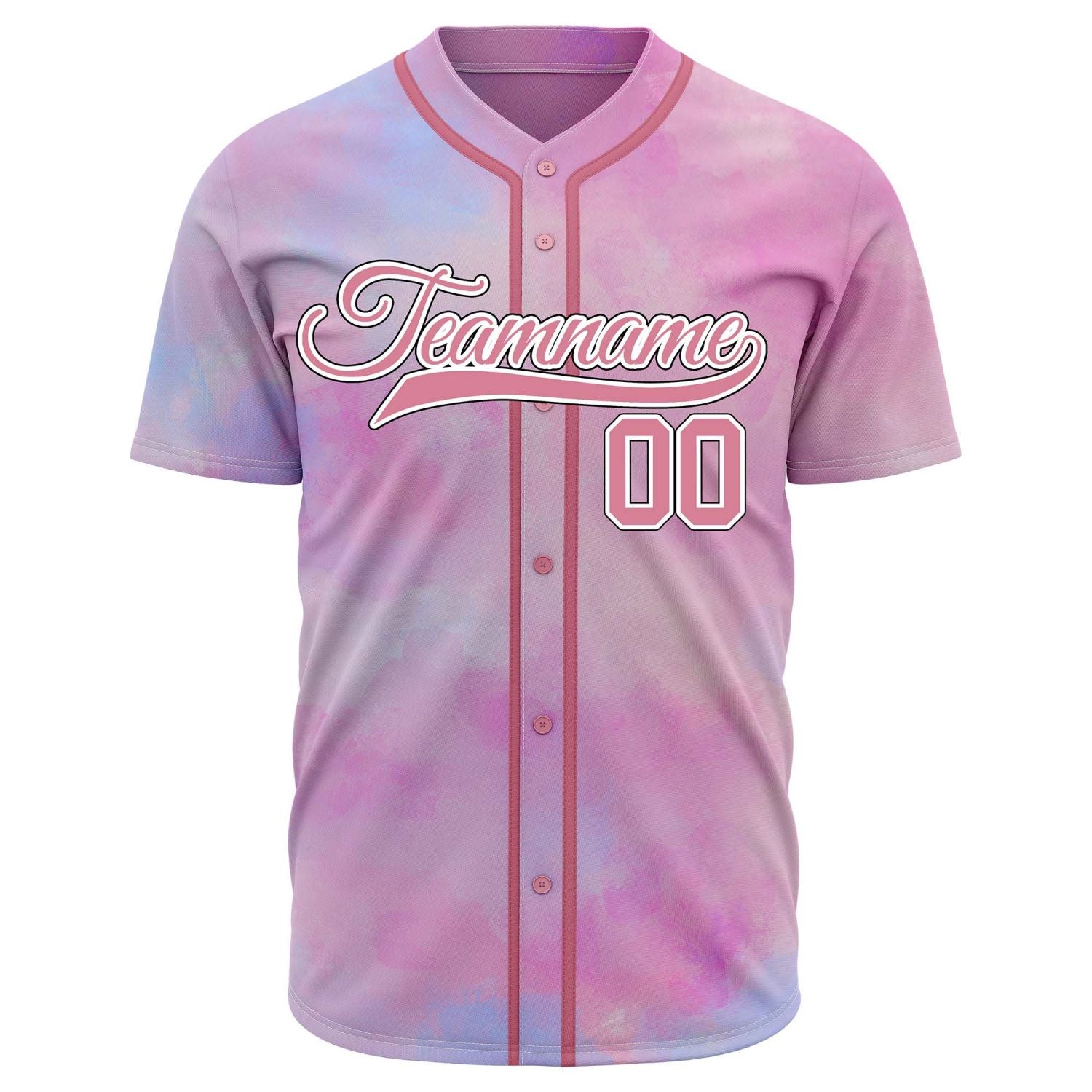 VOSOLI Candy Pink Tie-Dye Graffiti Custom Stitched Baseball Jersey