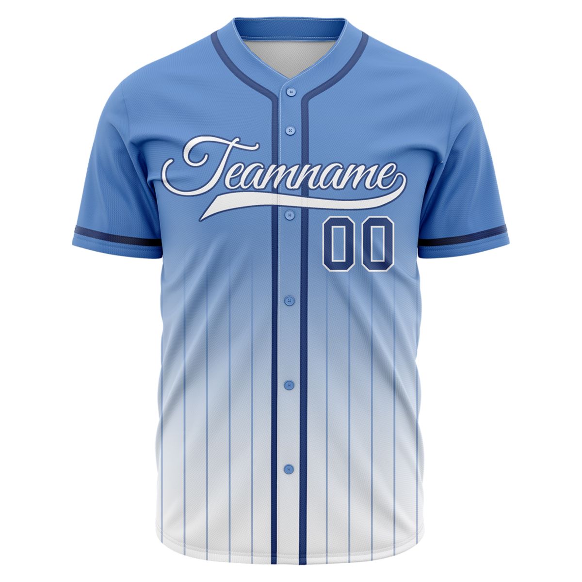 VOSOLI Elite Light Blue &amp; White Gradient Pinstripe Baseball Jersey