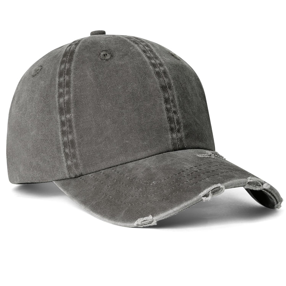 Vosoli Charcoal Distressed Denim Baseball Cap - Team Custom Embroider or Print Personalized Hat