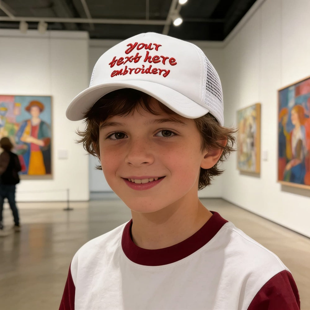 Vosoli Kids White Mesh Trucker Cap - Custom Embroidered Personalized Children’s Hat